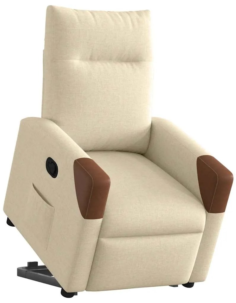 Poltrona reclinável elevatória tecido cor creme