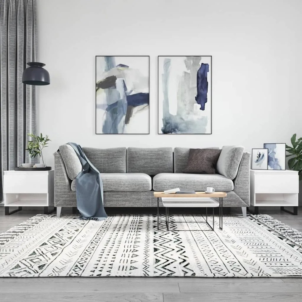 vidaXL Mesas de centro 2pcs 50x46x50cm deriv. madeira branco brilhante
