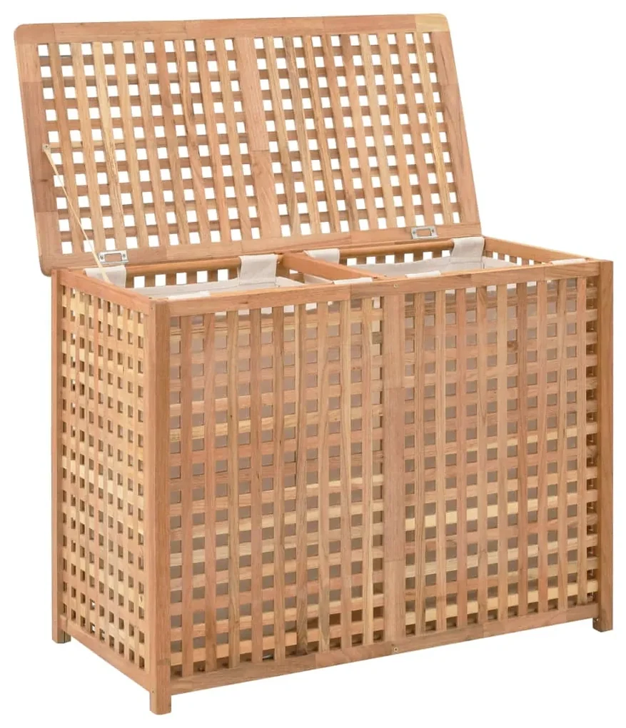 Cesto para roupa suja 87,5x46x67 cm madeira de nogueira maciça | BIANO