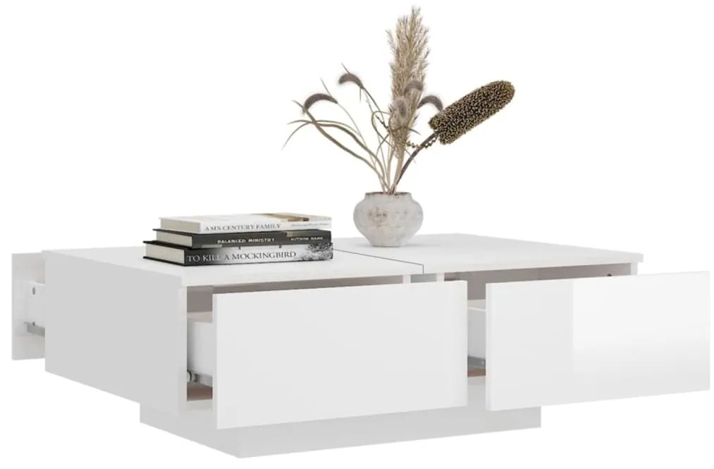 Mesa de centro derivados de madeira branco brilhante