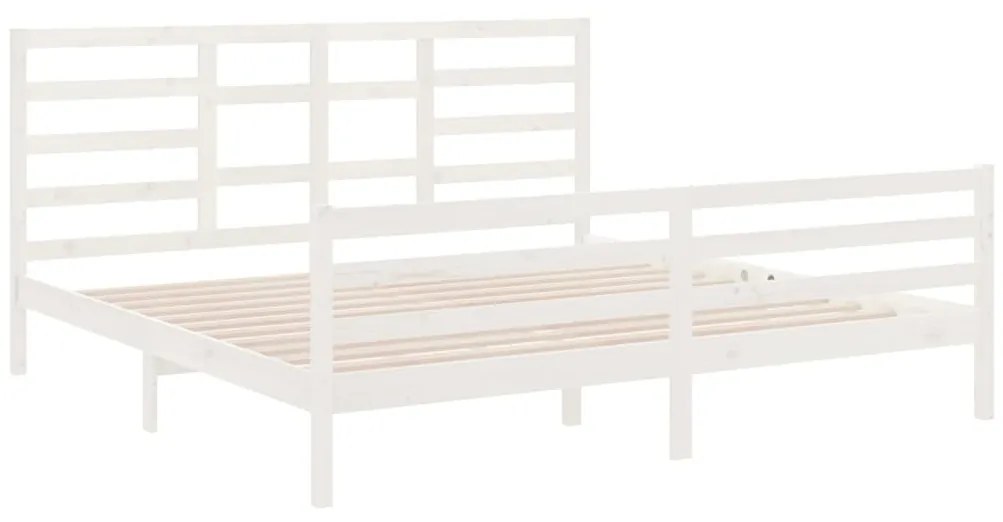 Estrutura de cama 200x200 cm madeira maciça branco