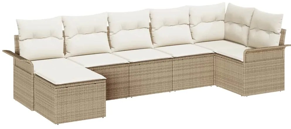 Conjunto de Sofá de Jardim Conjunto de 4 Bege e branco