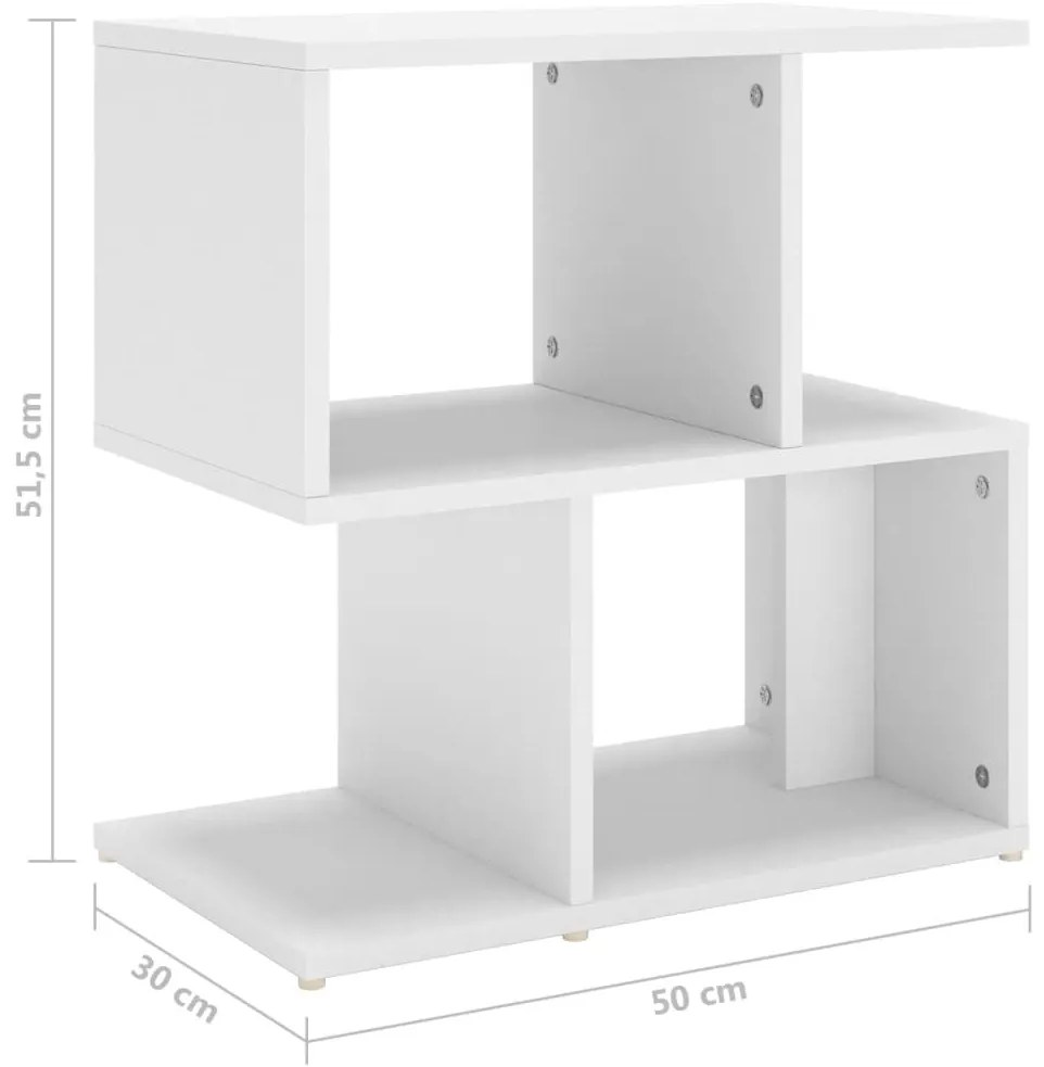 Mesas de cabeceira 2 pcs 50x30x51,5 cm derivados madeira branco