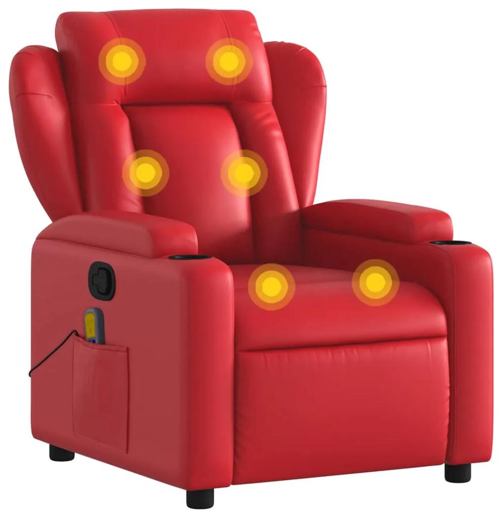 Poltrona de massagens reclinável couro artificial vermelho
