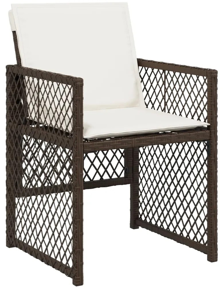 11 pcs conjunto jantar p/ jardim c/ almofadões vime PE castanho