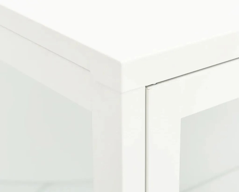 Aparador 75x35x105 cm vidro e aço branco