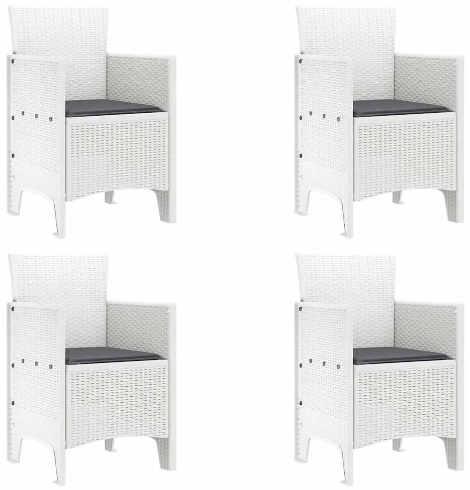 Conjunto de Jantar para Jardim 5 pcs Branco Rattan / Vime