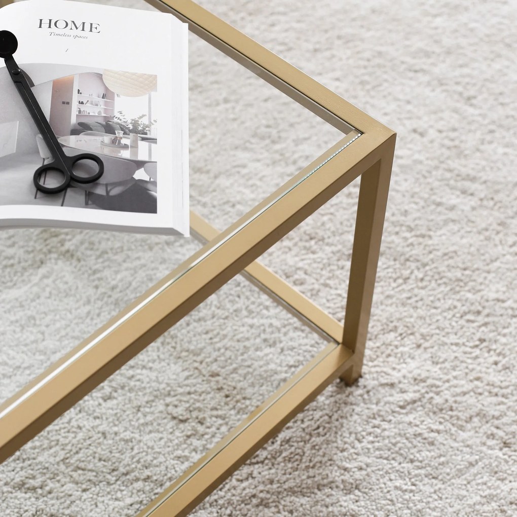 Mesa de Centro Astro – Dourada – 90x40x60 cm