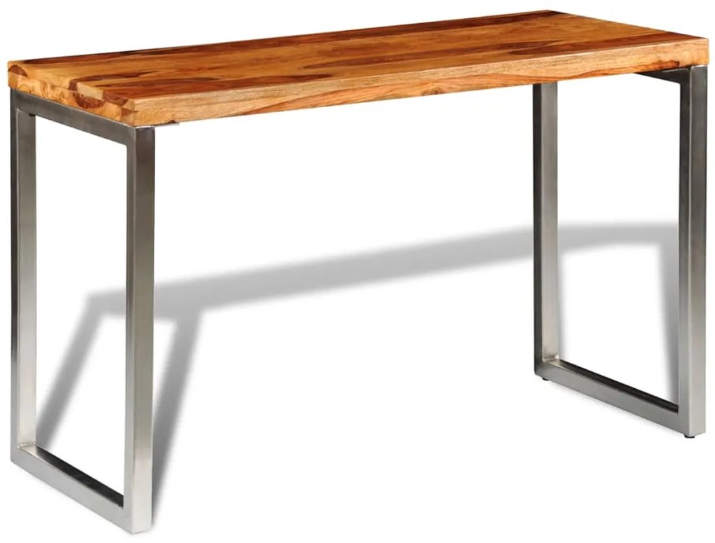 Mesa de jantar/escritório pernas de aço madeira maciça