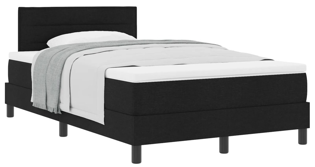 Cama Box Spring com Colchão Preta 120x190 cm Tecido