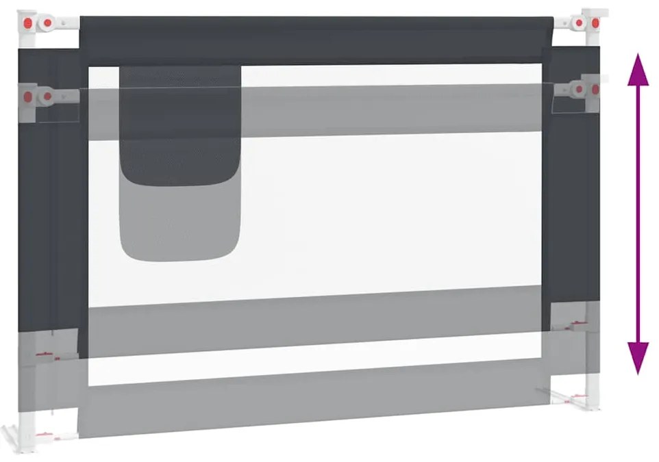 Barra segurança p/ cama infantil tecido 100x25 cm cinza-escuro
