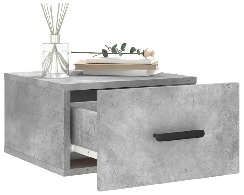 Mesas de cabeceira parede 2 pcs 35x35x20 cm cinza cimento