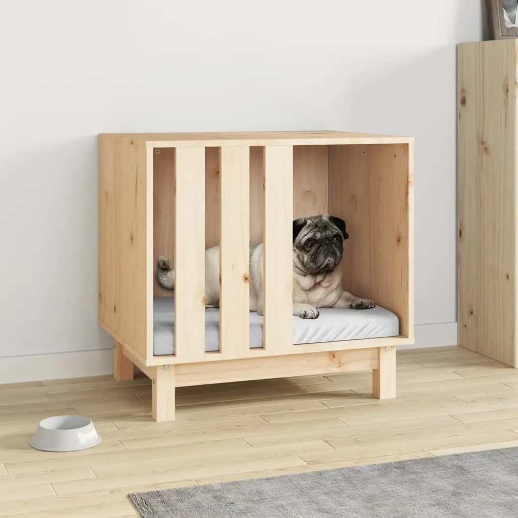 vidaXL Casota para cães 60x45x57 cm madeira de pinho maciça