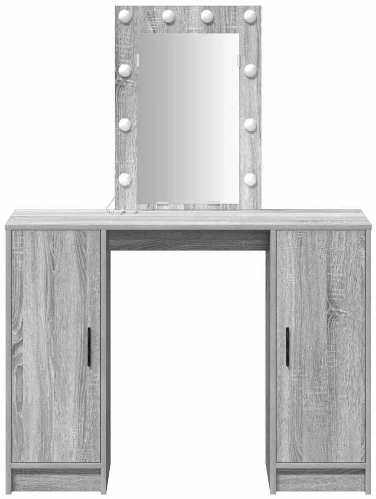mesa de maquilhagem vidaXL com luzes LED cinzento sonoma 102x33x135 cm