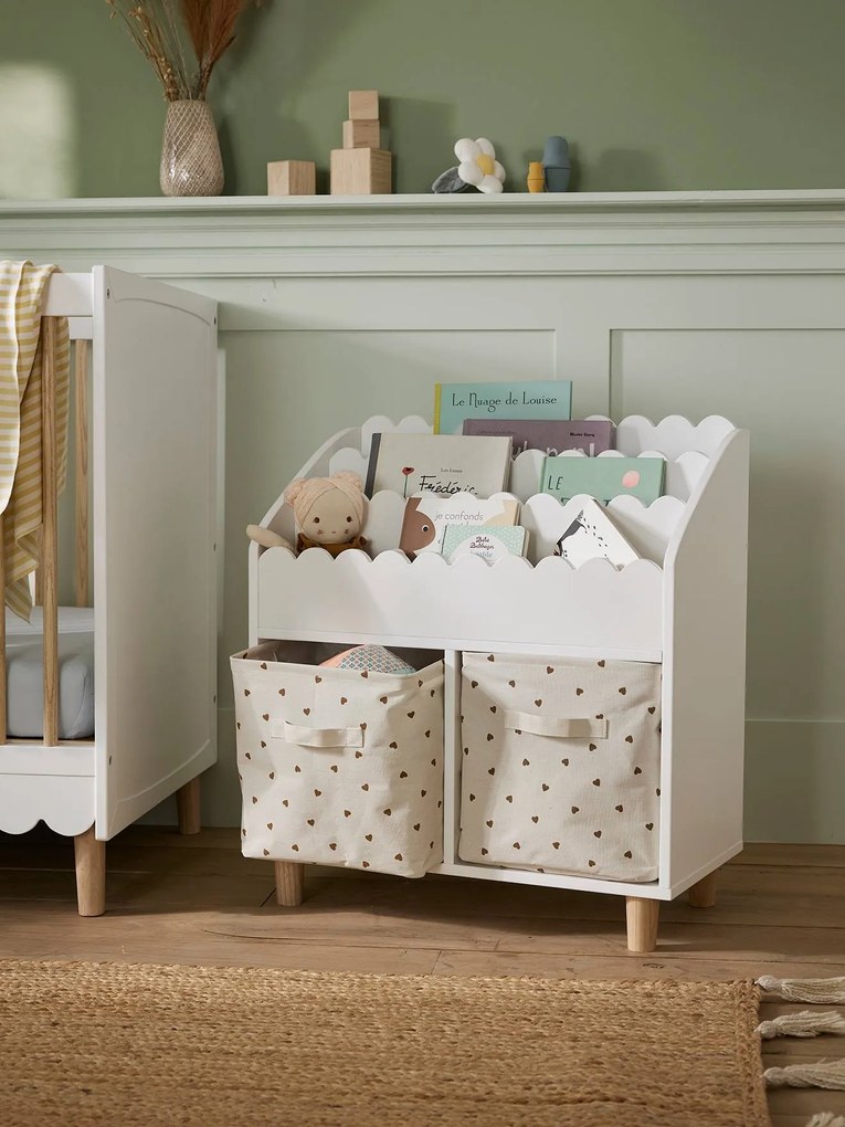 Lote de 2 caixas de arrumação, Basics branco estampado