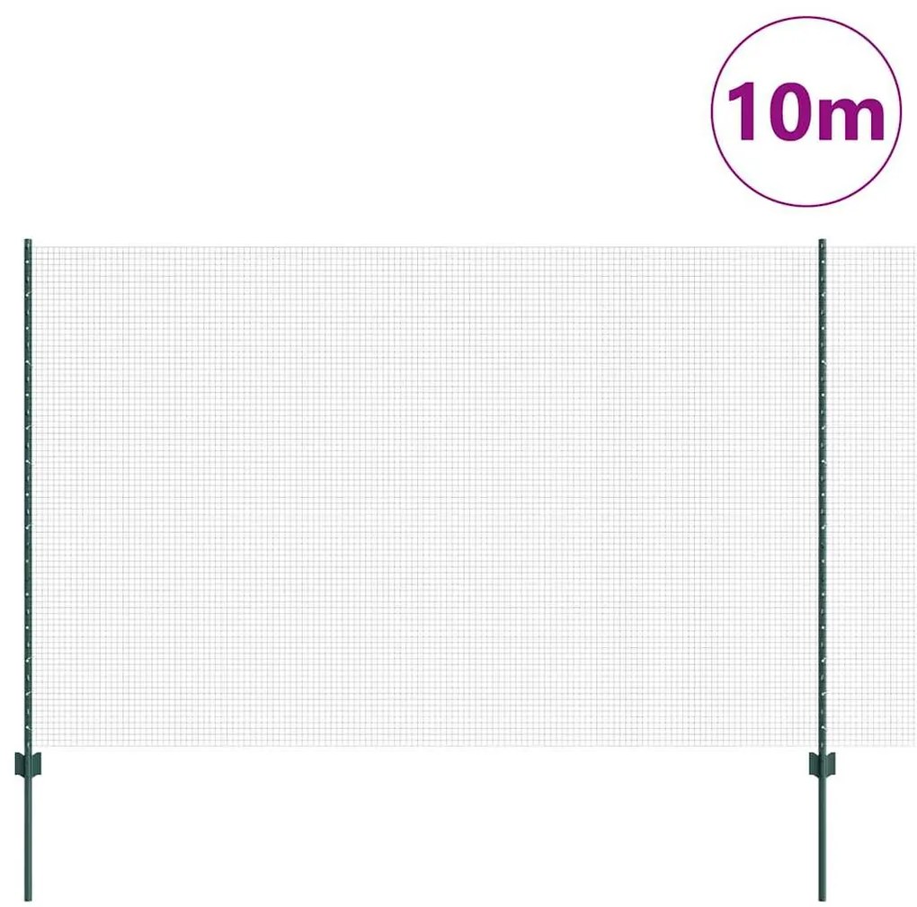 Cerca de Arame Soldado com 5 Estacas U Verde 1,6x10 m Aço