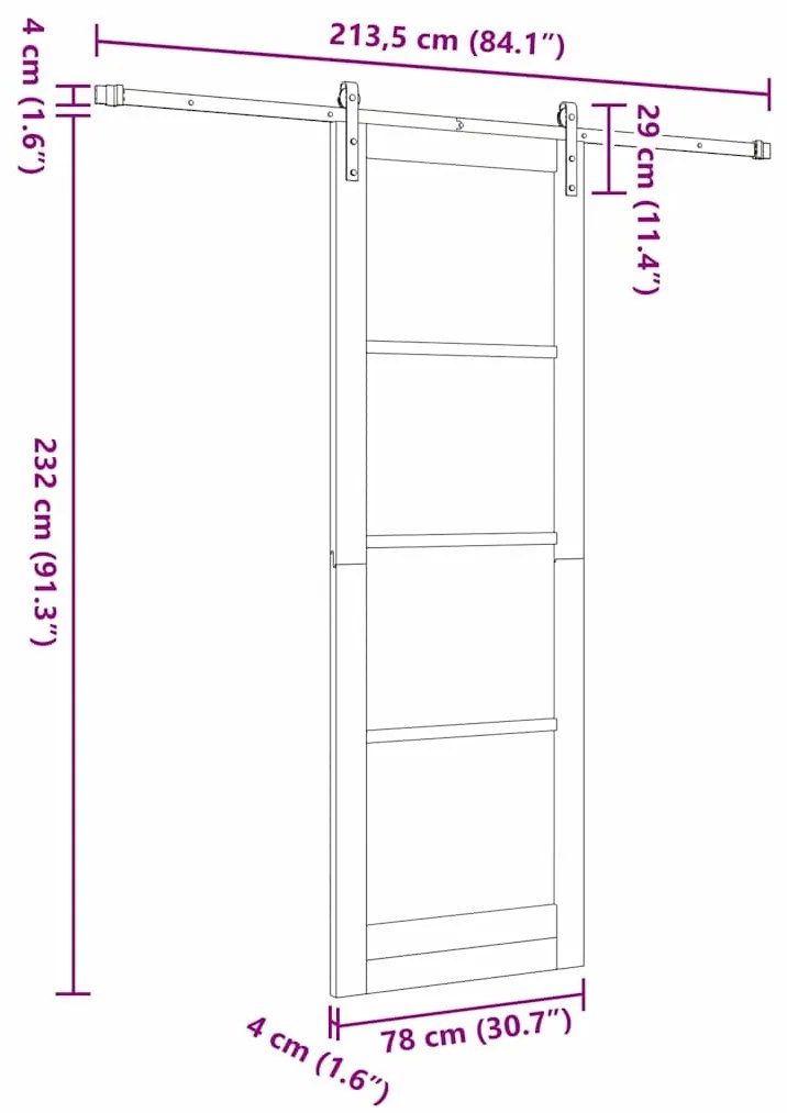 Porta Deslizante vidaXL com Conjunto de Ferragens 'ORKDAL'Branca 78x23