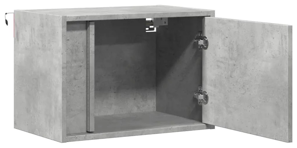 Mesa de cabeceira de parede com luzes LED cinzento cimento