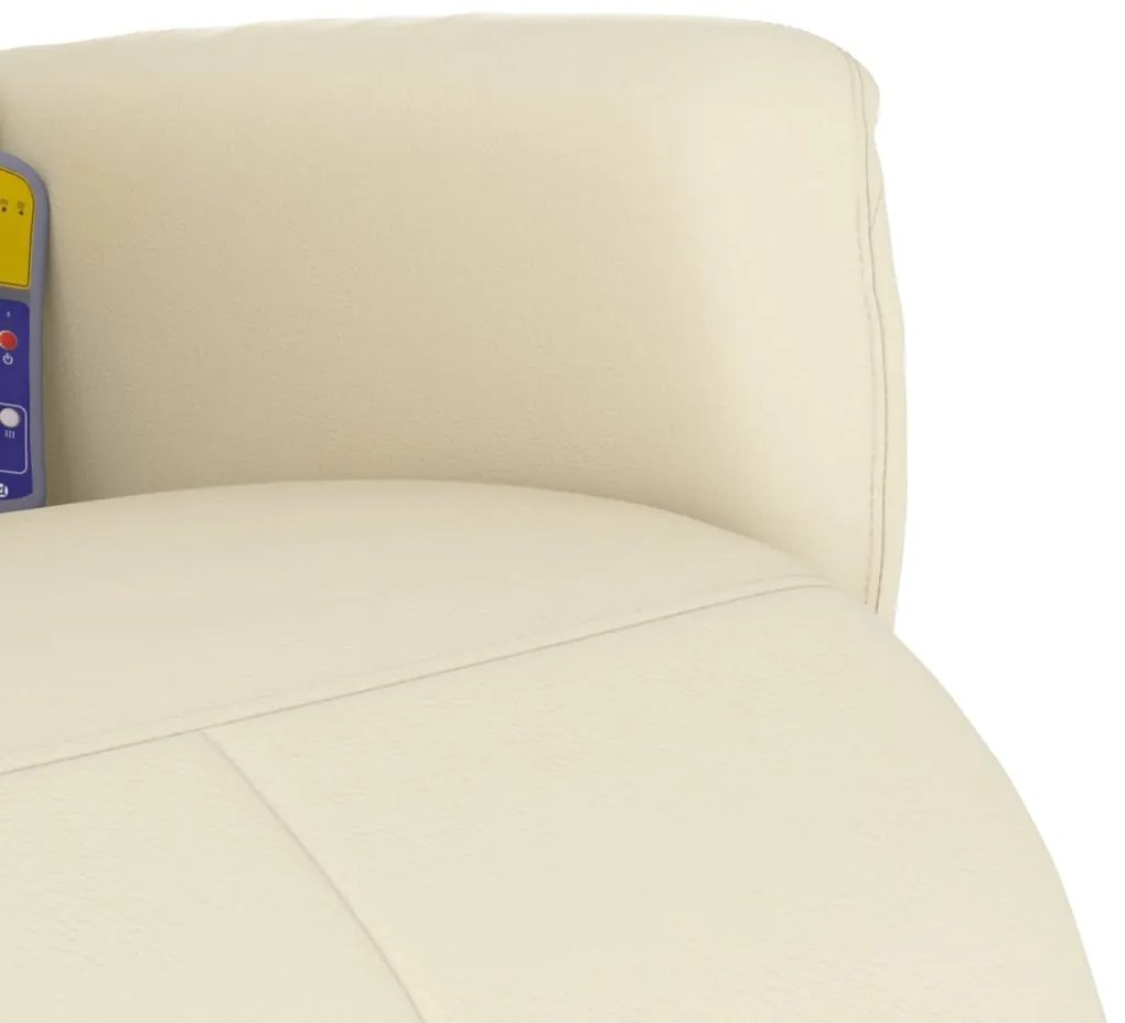Cadeira massagens reclinável c/apoio pés couro artificial creme
