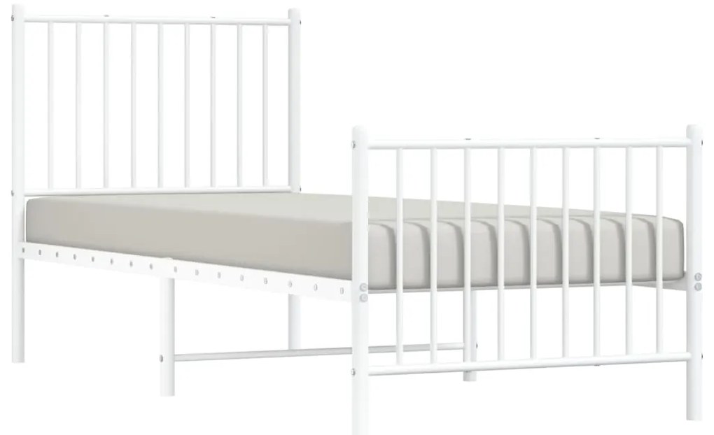 Estrutura de cama com cabeceira e pés 75x190 cm metal branco