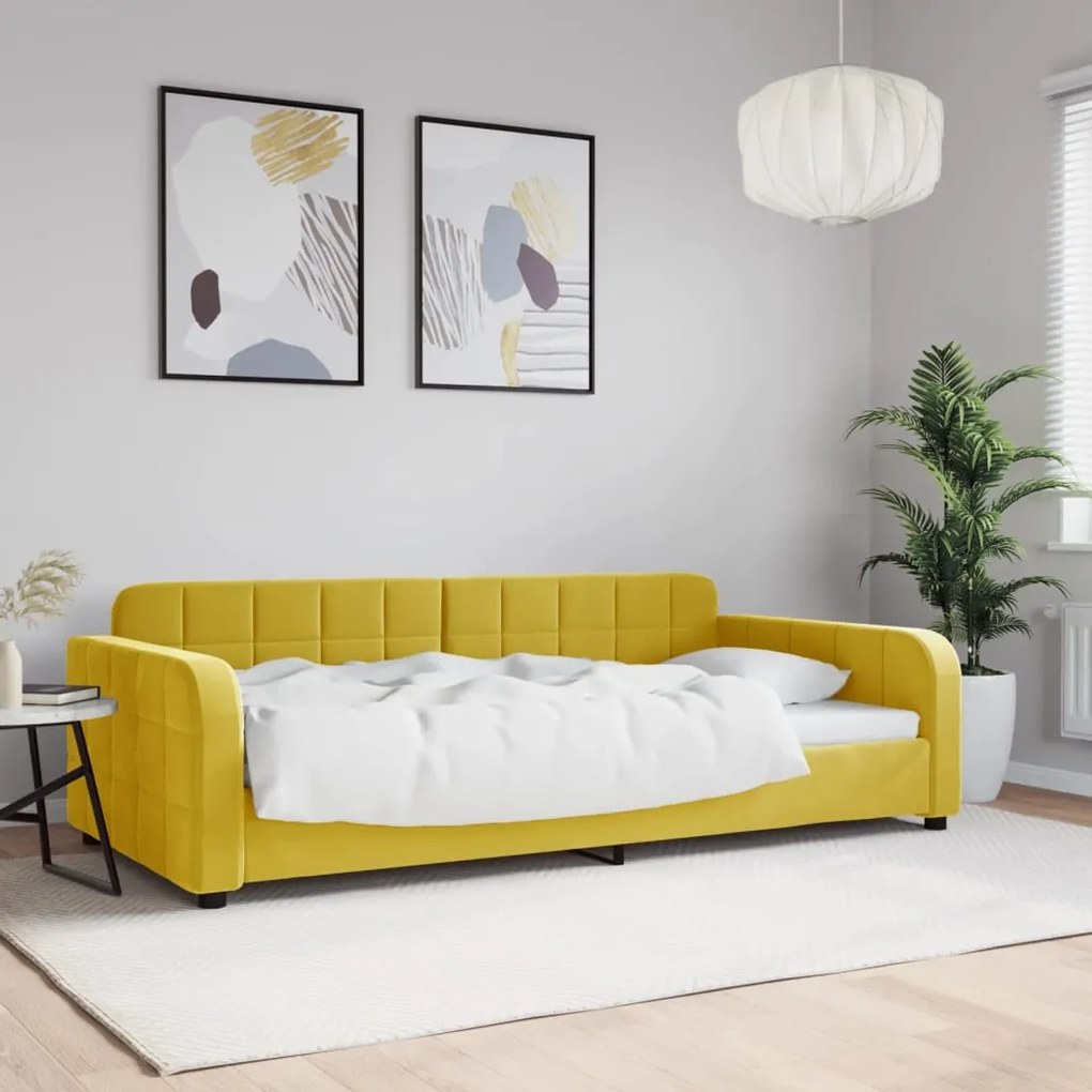 Sofá-cama 100x200 cm veludo amarelo