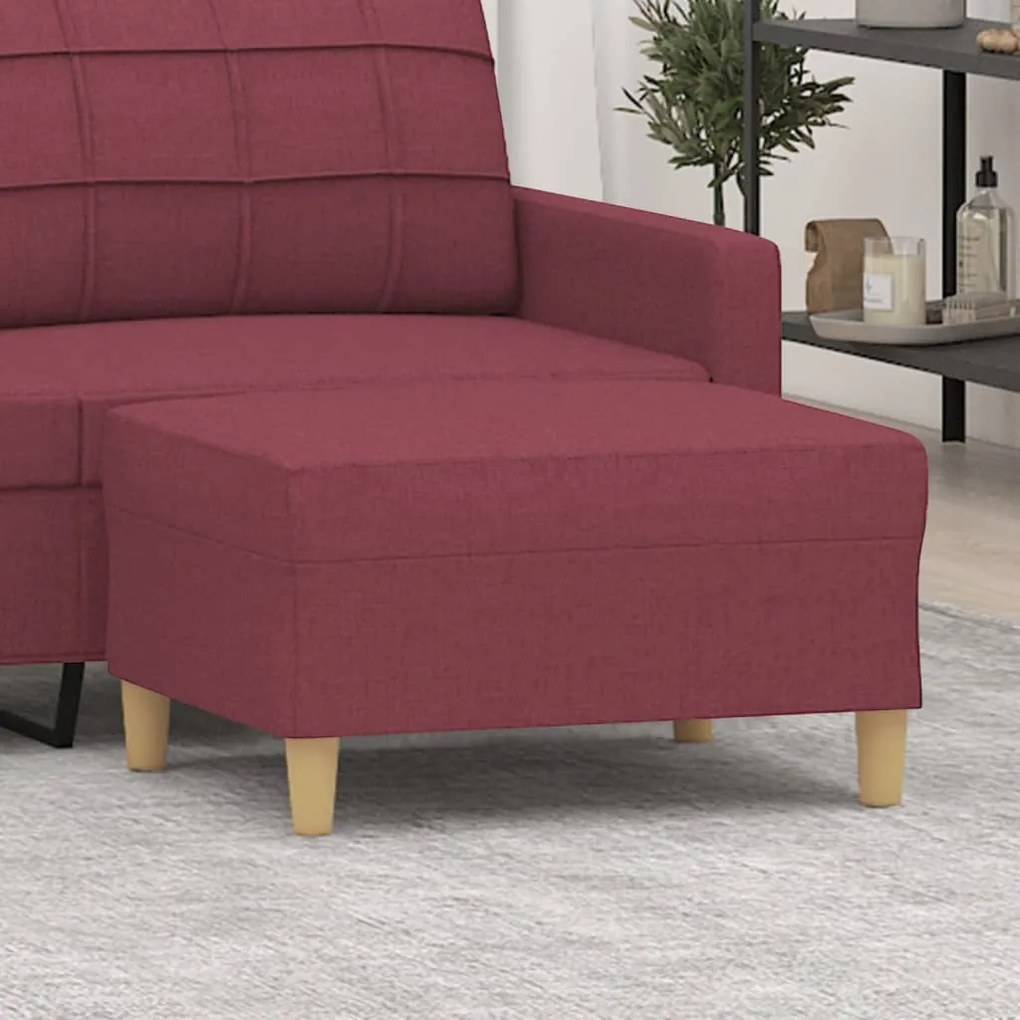 vidaXL Apoio de pés 70x55x41 cm tecido vermelho-tinto