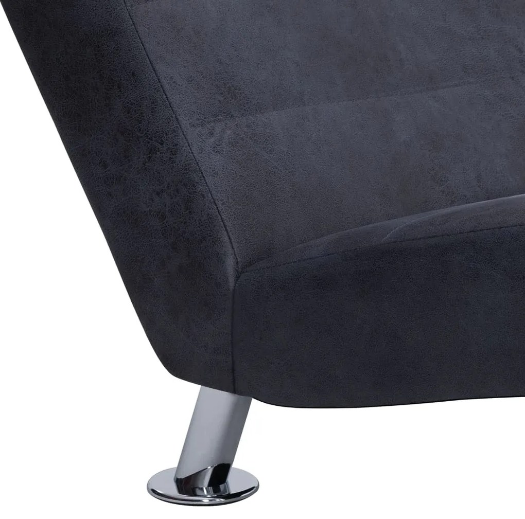 Chaise longue com almofada camurça artificial cinzento