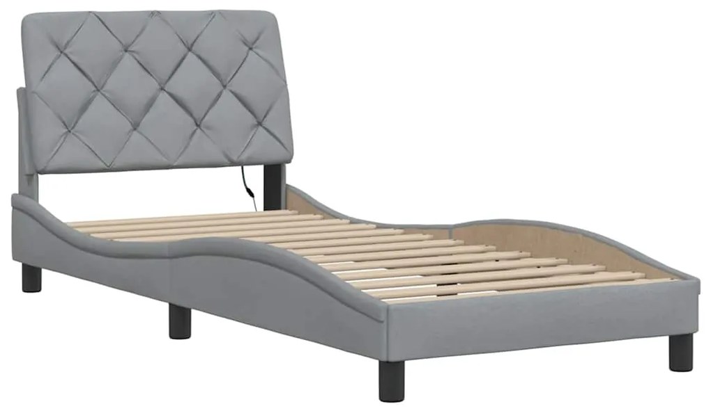 Estrutura de cama com LED sem colchão 90x190 cm tecido