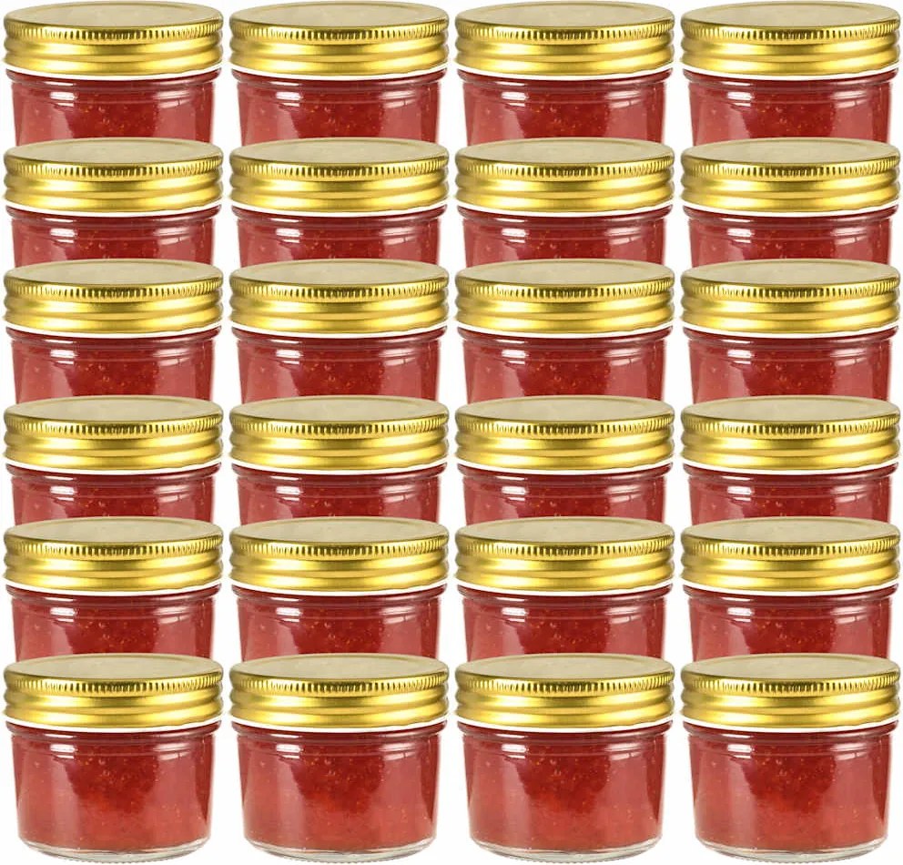 vidaXL Frascos de vidro com tampas douradas 24 pcs 110 ml