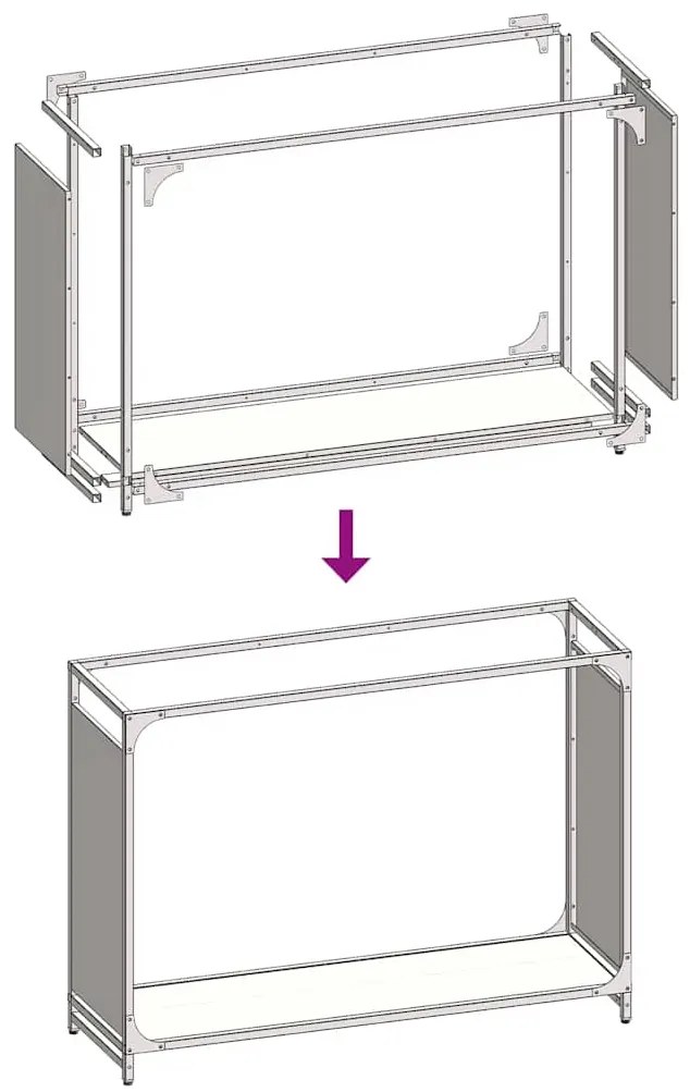 Suporte para lenha 90x28x65 cm aço laminado a frio preto