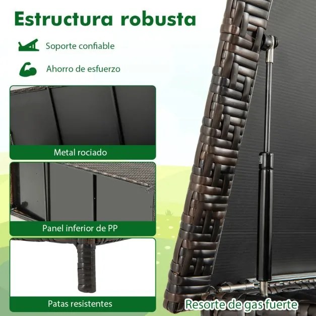 Baú exterior hermético em tecido de rattan 320L com forro de poliéster Forro de poliéster Rodas universais Interior exterior Caixa de almofadas Castan