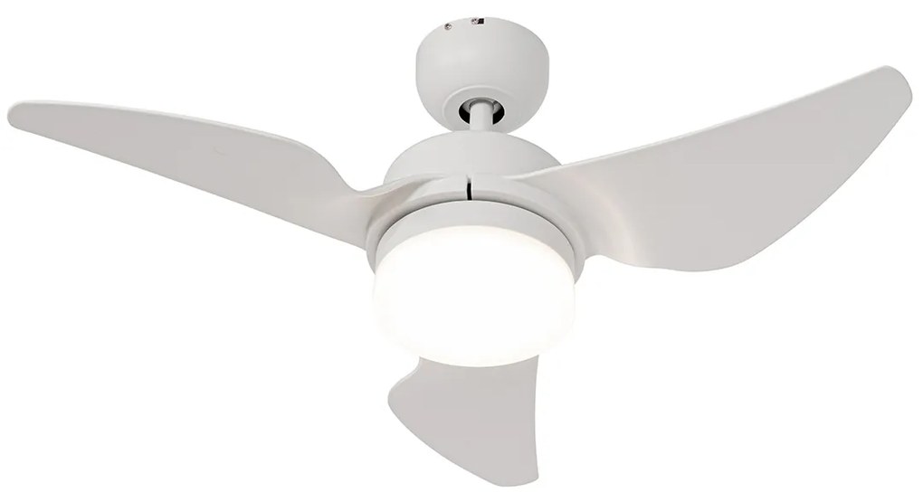 Ventilador de teto branco 86,7 cm incl. LED regulável com controle remoto - Yuki Moderno