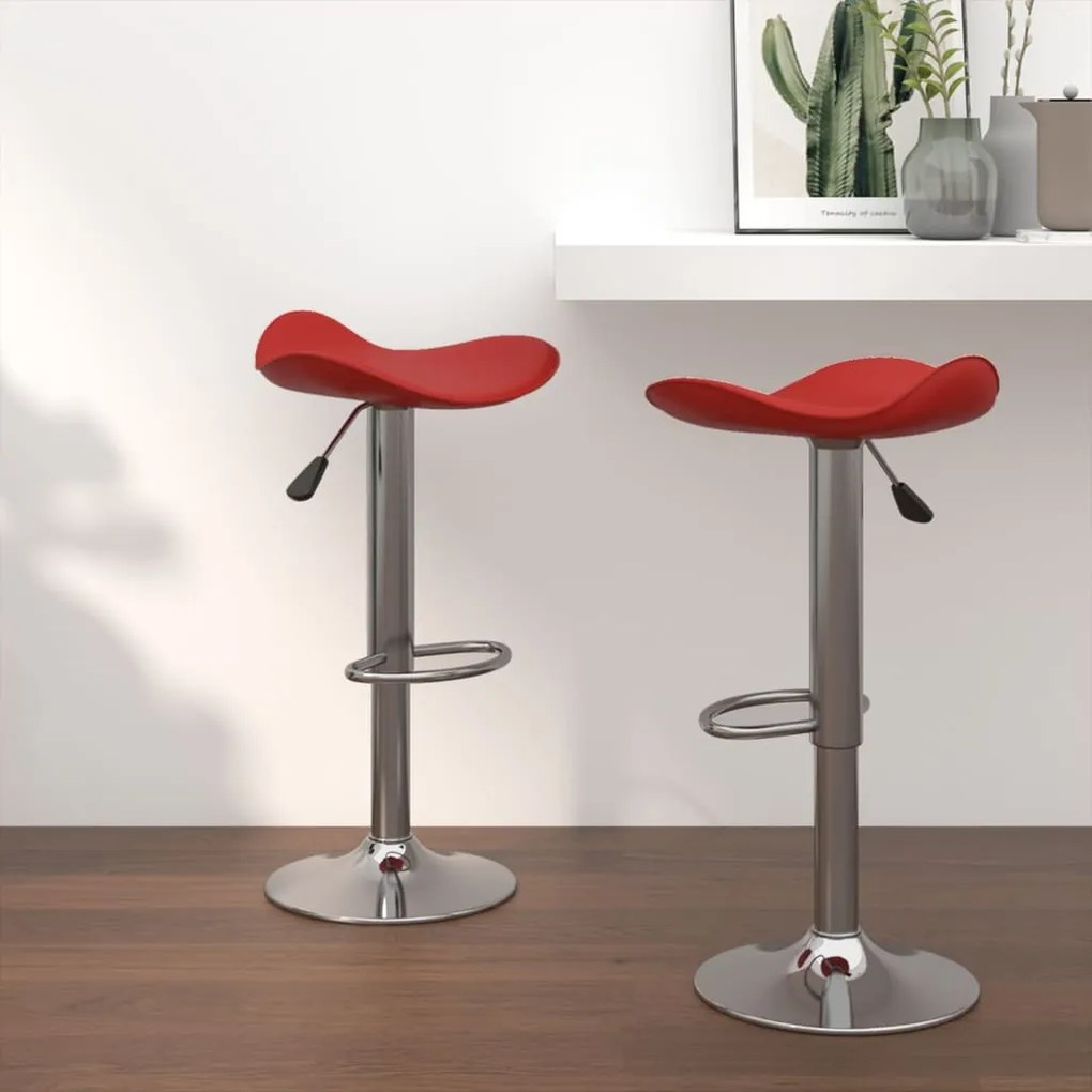 vidaXL Bancos de bar 2 pcs aço cromado/couro artificial vermelho tinto