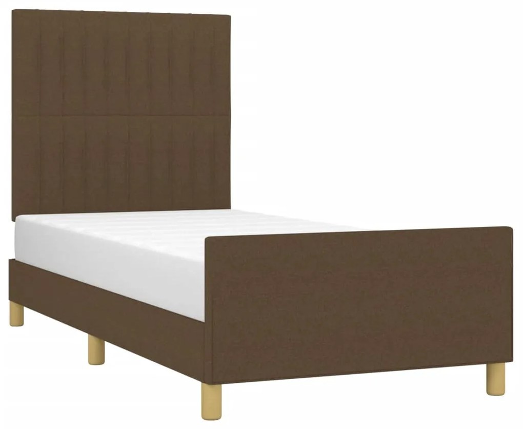 Estrutura de cama sem colchão 90x200 cm tecido castanho-escuro