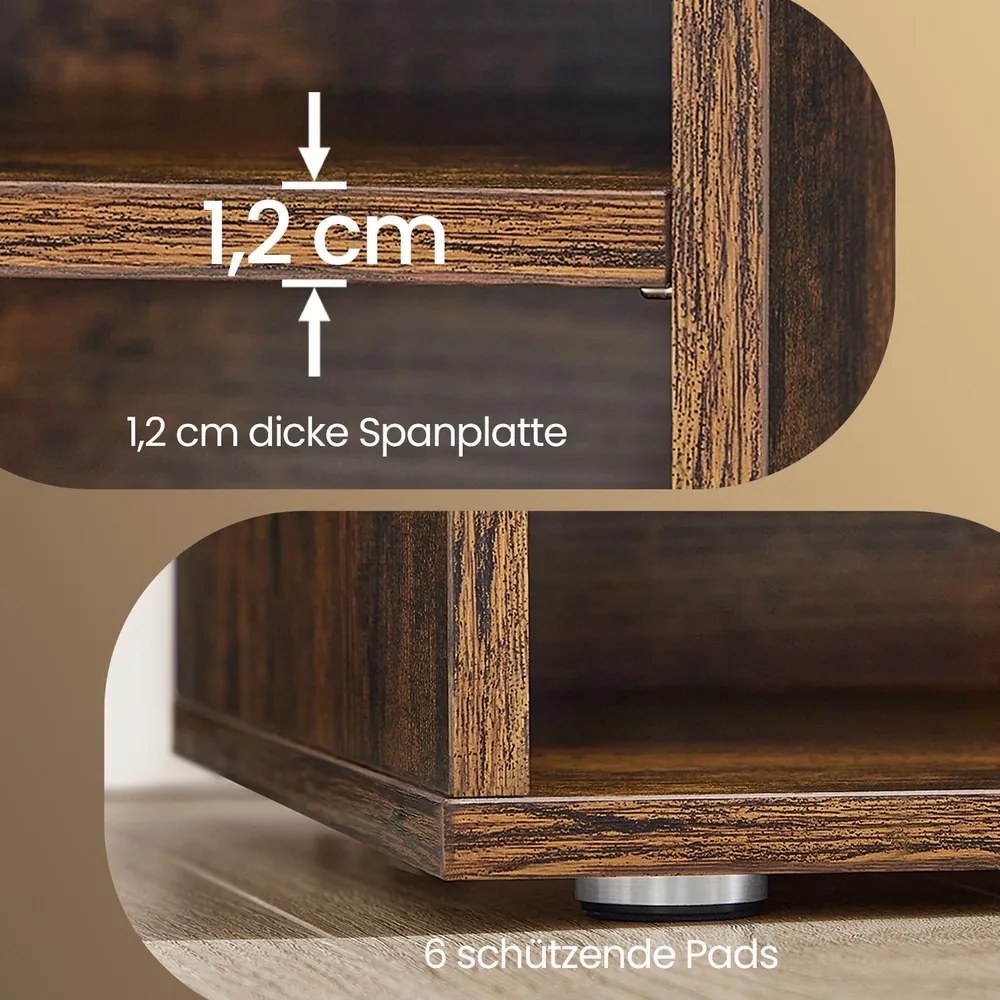 Banco arrumação para sapatos 30 x 110 x 48 cm, com almofada acolchoada e 9 compartimentos castanho
