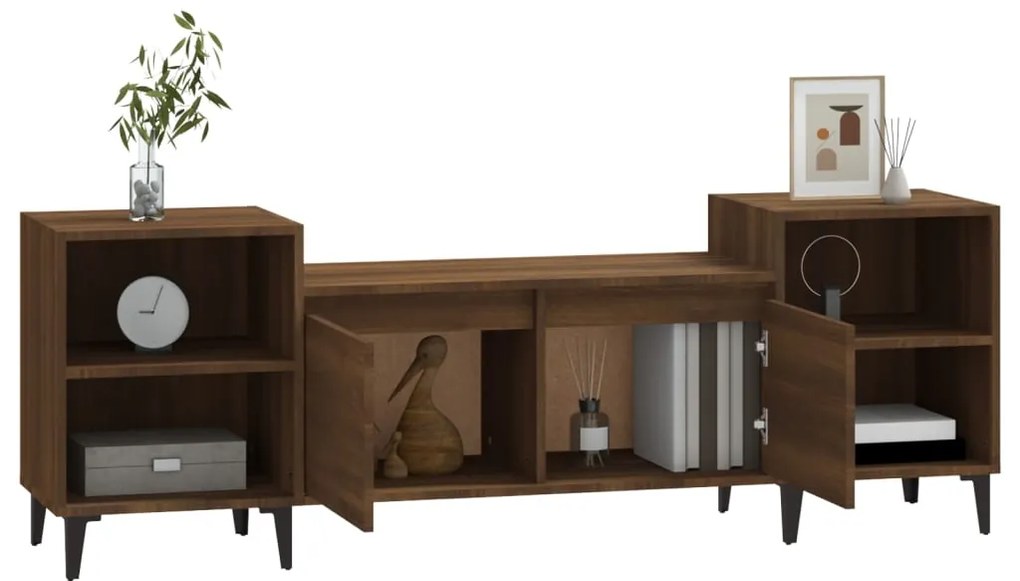 Móvel de TV 160x35x55 cm derivados de madeira carvalho castanho