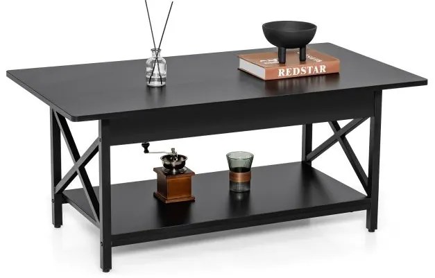 Armário de buffet de 72,5” de altura com prateleiras de 6 níveis e 4 portas - Preto