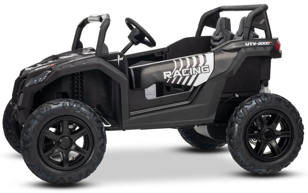Carro elétrico para crianças UTV XXL 24V 2 Lugares em couro, travão de discos, luzes LED, rodas de borracha insufláveis com suspensão traseira, leitor