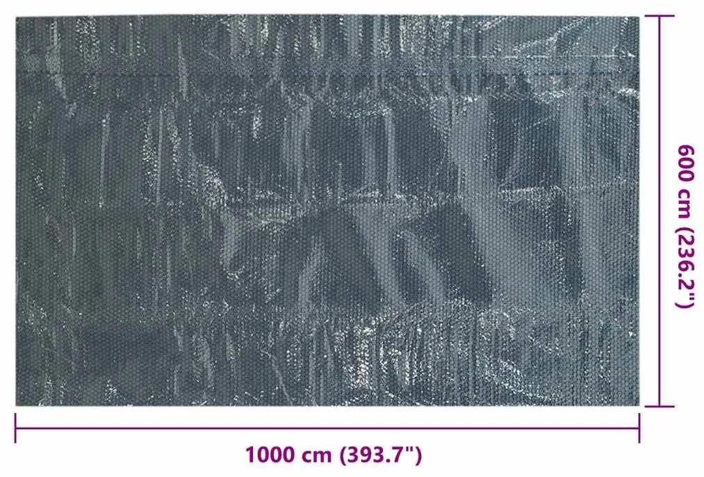 Película p/ piscina PE solar flutuante 1000x600 cm preto e azul