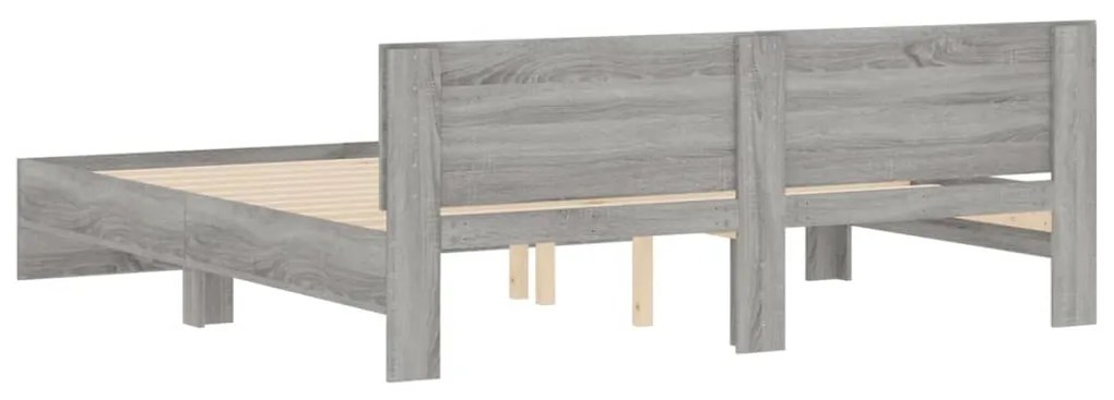 Estrutura de cama com cabeceira 160x200 cm cinzento sonoma