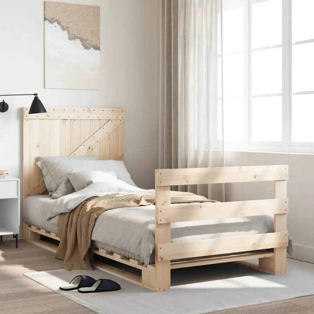 Estrutura de cama com cabeceira 90x200 cm pinho maciço