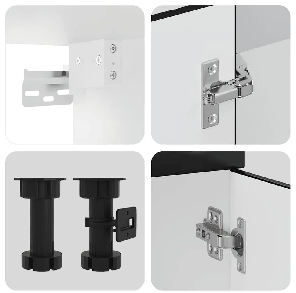 7 peças armário de cozinha conjunto Kalmar preto