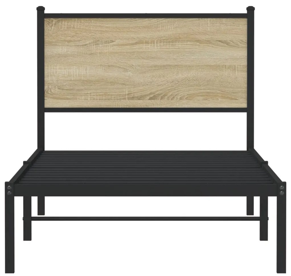 Estrutura de cama sem colchão 90x200 cm metal carvalho sonoma