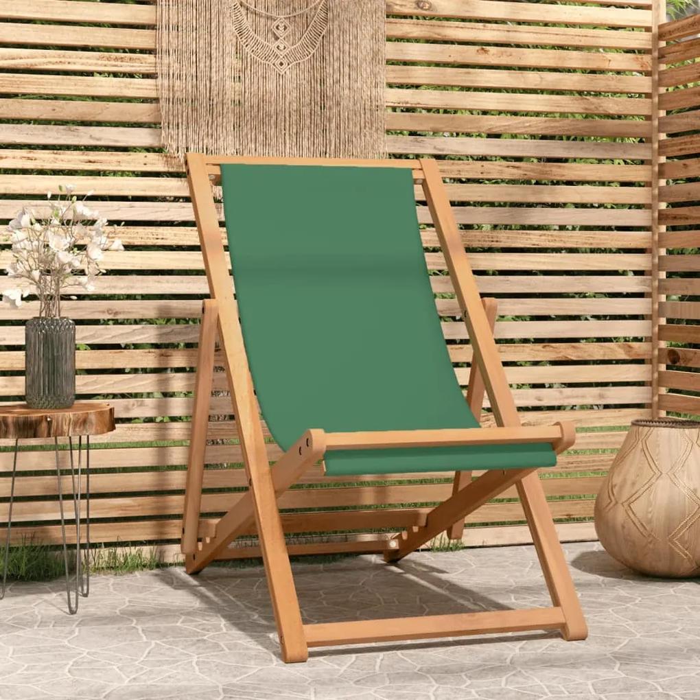 47416 vidaXL Cadeira de praia dobrável madeira de teca maciça verde