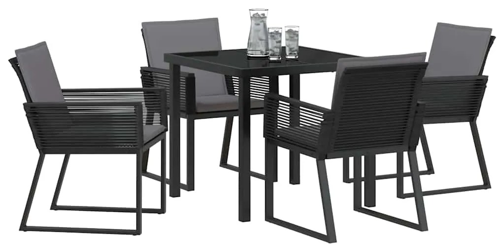 Conjunto de Jantar de Jardim com Almofadas - 5 Peças em Polirattan Pre