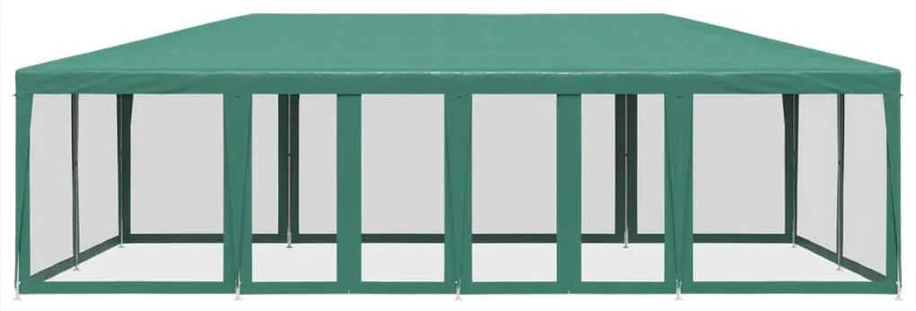 Tenda p/ festas c/ 12 paredes laterais em rede 8x4 m PEAD verde