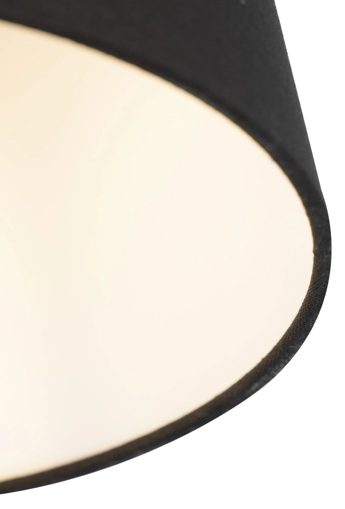 Luminária de teto com abajur de linho preto 25 cm - Combi branco Clássico / Antigo