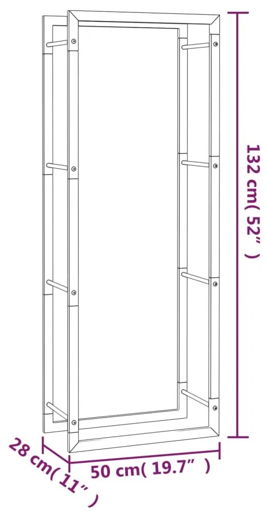 Suporte para lenha 50x28x132 cm aço preto mate