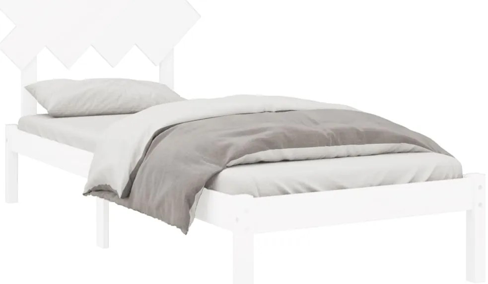 Estrutura de cama solteiro 90x190 cm madeira maciça branco