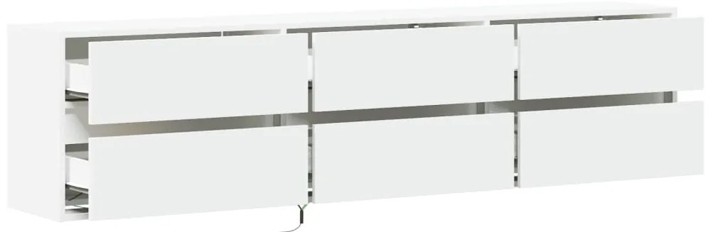 Móvel de parede para TV com luzes LED 180x31x45 cm branco
